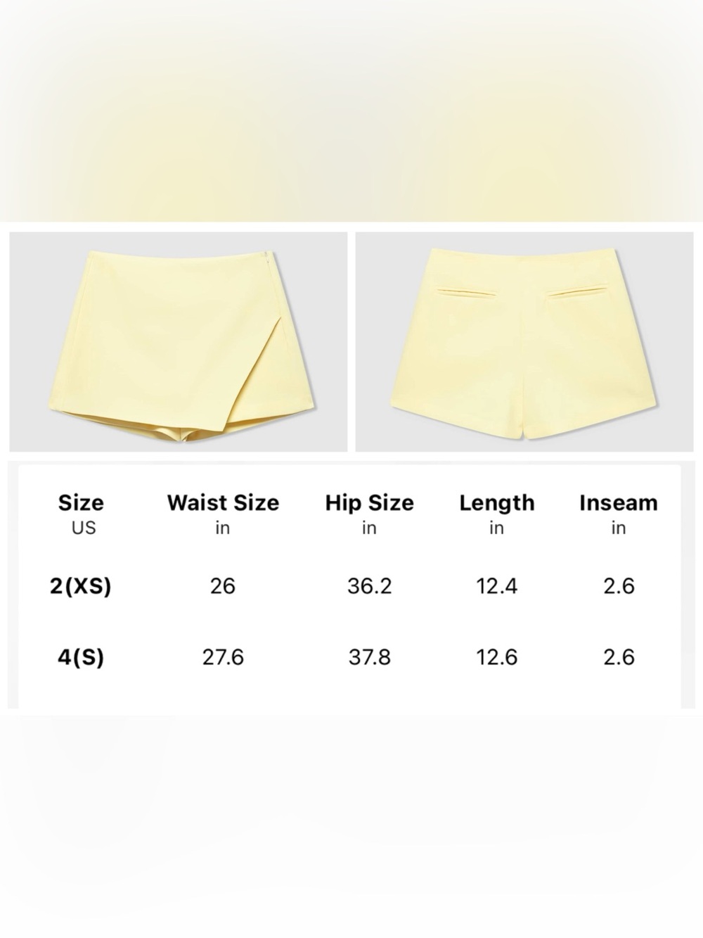 Pale Butter Yellow Shorts Skort